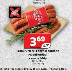 Frankfurterki z szynki parzone Madej Wróbel promocja w Delfin