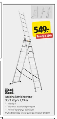 Drabina kombinowana 3x9 stopni 5,43 m Hard Head promocja w Jula