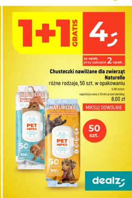 Chusteczki nawilżane dla zwierząt Naturelle promocja w Dealz
