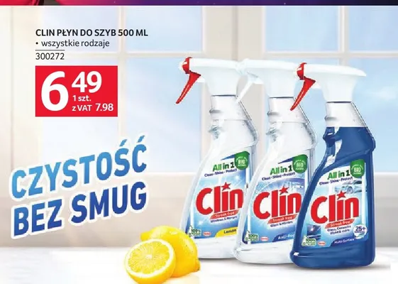 Płyn do szyb Clin All in 1 Glass & Windows promocja w Selgros