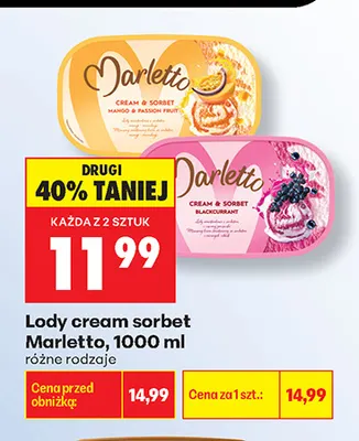 Lody cream sorbet blackcurrant Marletto promocja w Biedronka