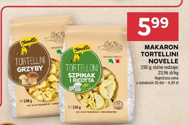 Makaron tortellini grzyby Novelle promocja w Stokrotka