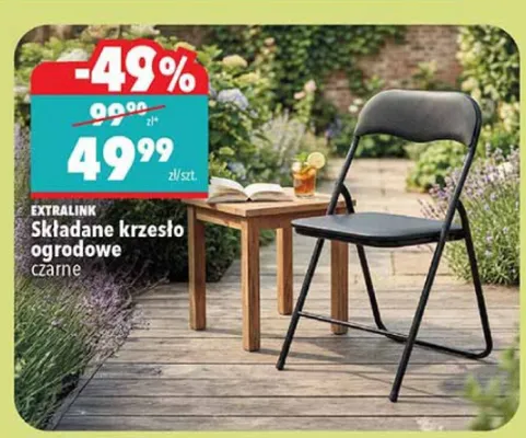 Składane krzesło ogrodowe czarne promocja w Biedronka