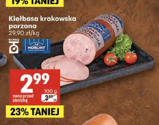 Kiełbasa krakowska parzona Morliny promocja w Delikatesy Centrum