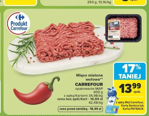 Mięso mielone wołowe Carrefour promocja w Carrefour