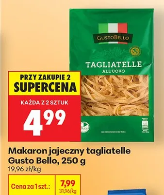 Makaron jajeczny tagliatelle promocja w Biedronka