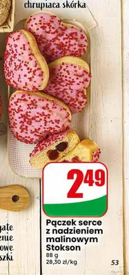Pączek serce z nadzieniem malinowym Stokson promocja w Dino
