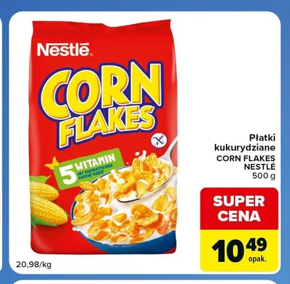 Płatki kukurydziane Corn Flakes Nestlé promocja w Carrefour Market