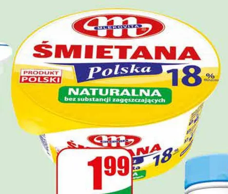 Śmietana 18% Polska Mlekovita promocja w Dino
