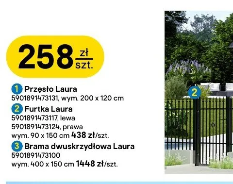 Furtka POLBRAM Laura prawa ocynkowana malowana proszkowo kolor czarny 90x150cm promocja w Castorama