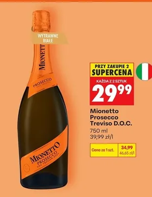 Wino musujące Mionetto Prosecco Treviso D.O.C. promocja w Biedronka