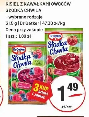 Kisiel z kawałkami owoców Słodka Chwila owoce leśne Dr. Oetker promocja w Sedal