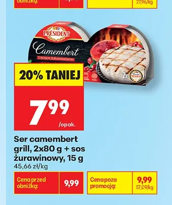 Ser camembert grill z sosem żurawinowym Président promocja w Biedronka