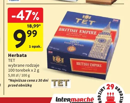 Herbata TET British Empire promocja w Intermarche