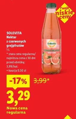 Nektar z czerwonych grejpfrutów Solevita promocja w Lidl