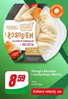 Pierogi z łososiem suszonymi pomidorami i ricottą promocja w Dino