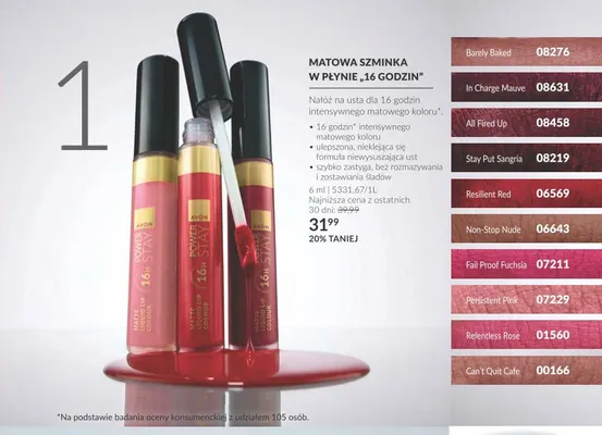 Matowa szminka w płynie 16 godzin In Charge Mauve Avon promocja w AVON