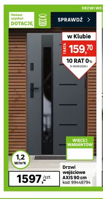 Drzwi wejściowe Axis 90 cm promocja w Leroy Merlin