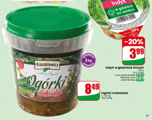 Ogórki małosolne Kraszkiewicz promocja w Dino