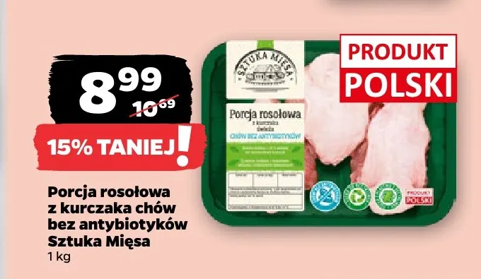 Porcja rosołowa z kurczaka chów bez antybiotyków Sztuka Mięsa promocja w Netto