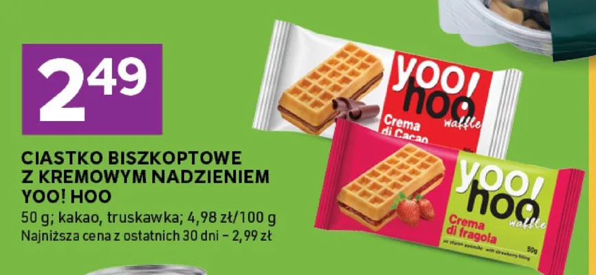 Ciastko biszkoptowe z kremowym nadzieniem Yoo! Hoo kakao promocja w Stokrotka