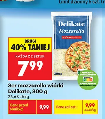 Ser mozzarella wiórki Delikate promocja w Biedronka
