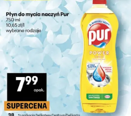 Płyn do mycia naczyń Pur promocja w Delikatesy Centrum