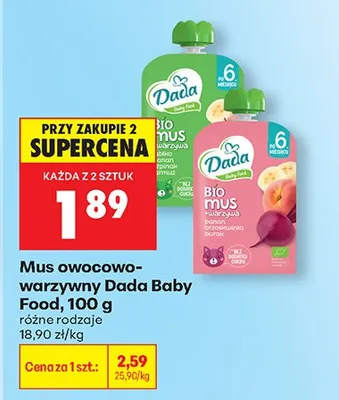 Mus owocowo-warzywny różne rodzaje promocja w Biedronka