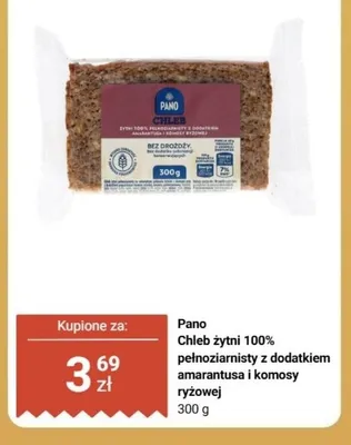 Chleb żytni 100% pełnoziarnisty z dodatkiem amarantusa i komosy ryżowej Pano promocja w Biedronka