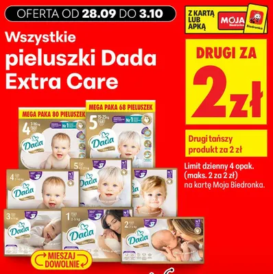 Pieluszki Dada Extra Care 4 7-16 kg promocja w Biedronka