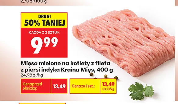 Mięso mielone na kotlety z fileta z piersi indyka Kraina Mięs promocja w Biedronka