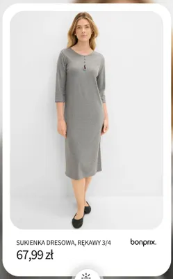 Sukienka dresowa rękawy 3/4 Bonprix promocja w bonprix