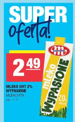 Mleko UHT 2% Wypasione Mlekovita promocja w SPAR