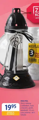 Znicz szklany z wkładem kula z liściem grafit Max-Pol promocja w Drogerie DM