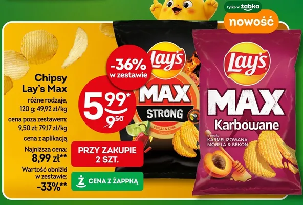 Chipsy Max różne rodzaje promocja w Żabka