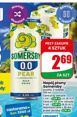 Napój piwny bezalkoholowy Somersby Lemon promocja w Dino