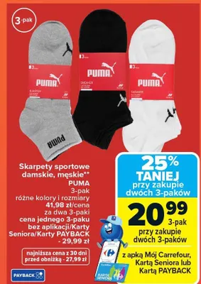 Skarpety sportowe damskie, męskie 3-pak różne kolory i rozmiary promocja w Carrefour Market