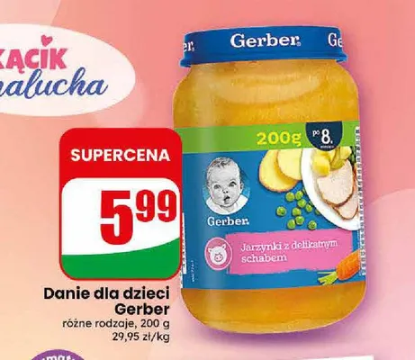 Danie dla dzieci Gerber jarzynki z delikatnym schabem promocja w Dino
