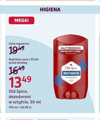 Old Spice Whitewater dezodorant w sztyfcie promocja w Rossmann