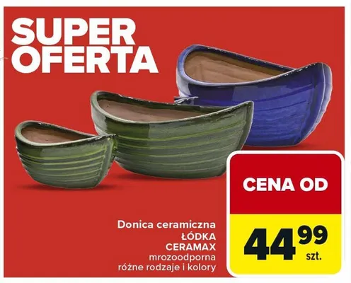 Donica ceramiczna łódka różne rozmiary i kolory promocja w Carrefour