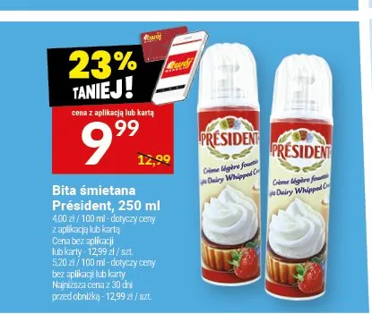 Bita śmietana Président promocja w Twój Market