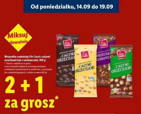 Czekolada mleczna z całymi orzechami Fin Carré promocja w Lidl