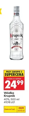Wódka Krupnik 40% promocja w Biedronka