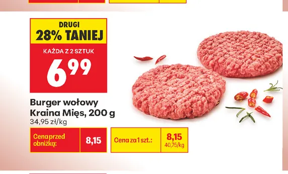 Burger wołowy Kraina Mięs promocja w Biedronka