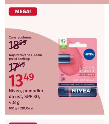 Pomadka do ust SPF 30 Nivea promocja w Rossmann