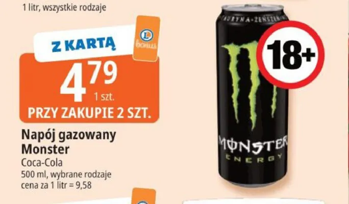 Napój gazowany Monster promocja w Leclerc