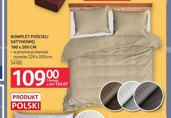 Komplet pościeli satynowej 160x200 cm promocja w Selgros