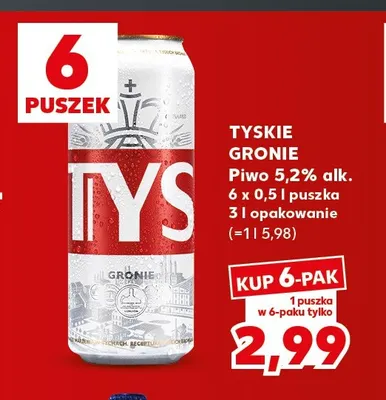 Piwo Tyskie Gronie 5,2% 6-pak promocja w Kaufland