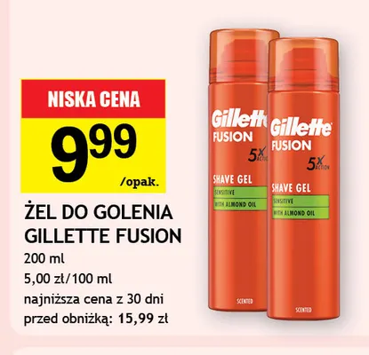 Żel do golenia Gillette Fusion Sensitive promocja w Gram Market