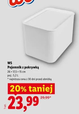 Pojemnik z pokrywką W5 26x17,5x15cm 5,2l promocja w Lidl